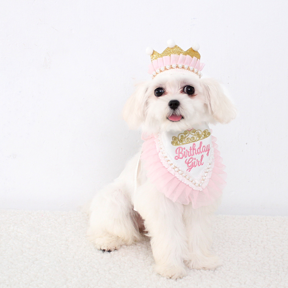Dog Birthday Crown Hat and Bandanas Set Princess Style Pet Dogs Birthday Party Supplies Hot