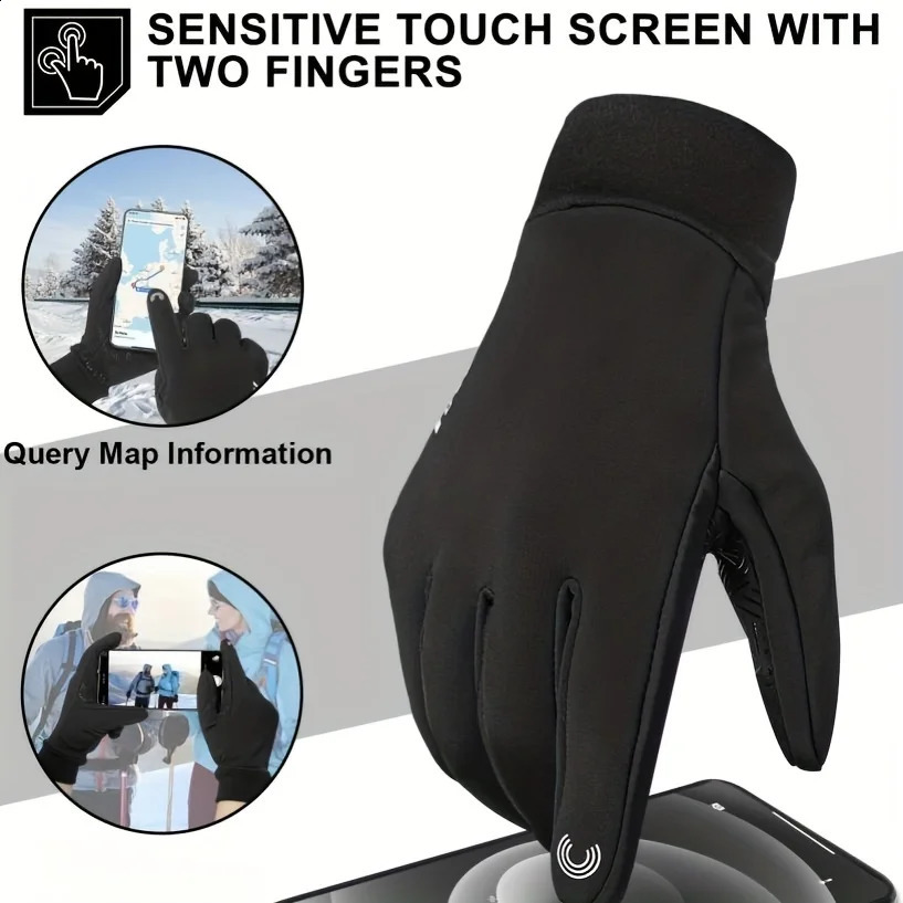 RIGWARL Winter Cycling Gloves Men Touch Screen Windproof Sports Warm Thermal Fleece Running Ski 250304w