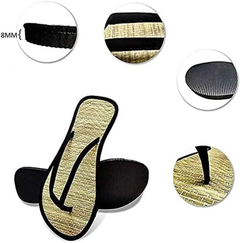 Summer Wen Flat Flip-flops Slippers Cfortable N-slip Sandals Bamboo Rattan Flip Flop This Bathroom Slippers Y250306