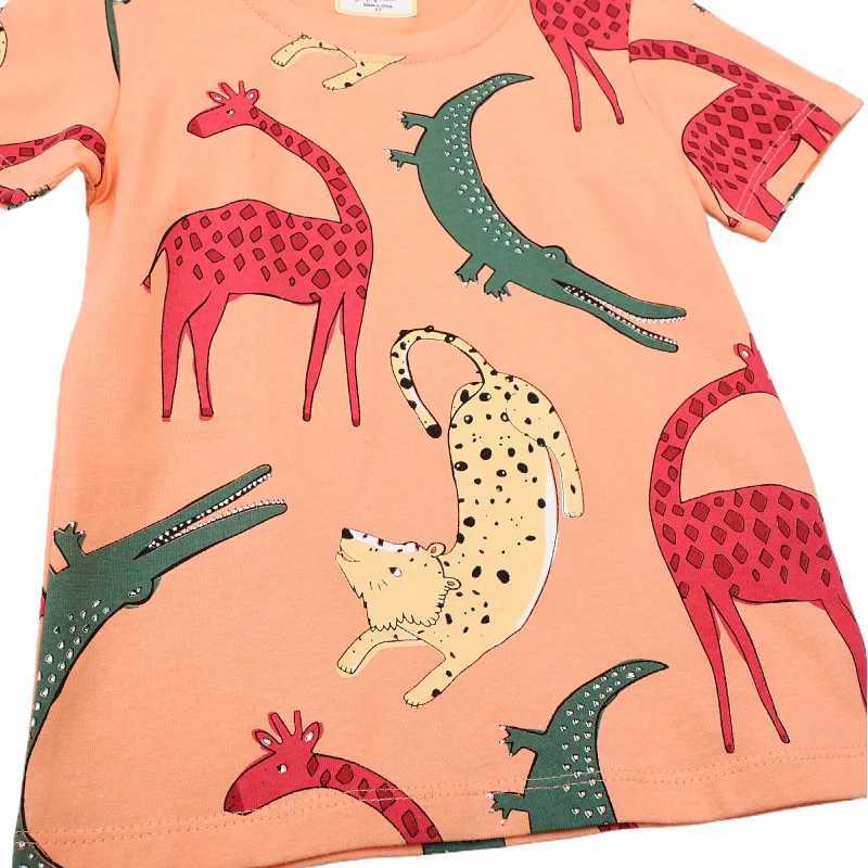 Jumping Meters 2-7T New Arrival Summer Boys Girls Tees Animals Tshirts Print Kids Tops Cotton Fashion Baby ClothingT250306