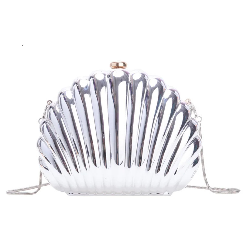 Women Silver Gold Shell Bag Cute Acrylic Evening Clutch Bag With Strap For Wedding Party Small Purses Handbags 250306