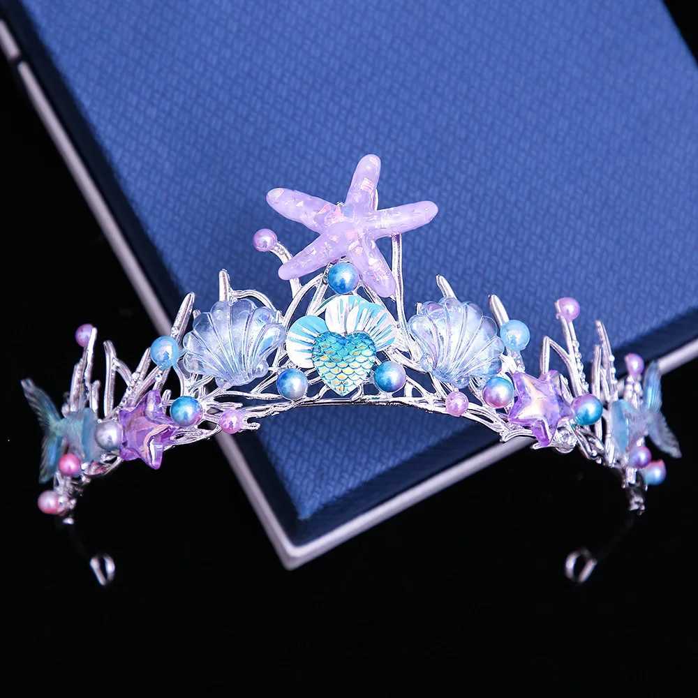 KMVEXO Mermaid Crown Halloween Ocean Style Costume Seashell Starfish Hair Accessories for Wen Girls Birthday Party Tiaras X250306