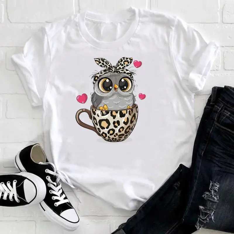 Cute Owl cartoon Girl Kids T-shirts Girls Summer Clothes Baby T Shirts CHIldren New Sleeve Clothing Graphic T-shirt TeeT250603
