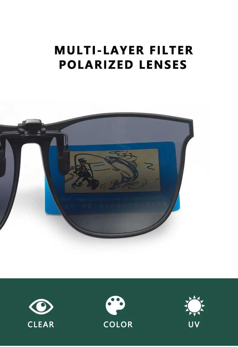 Polarized Clip On Sunglasses Men Car Driver Goggles Night Vision Glasses Anti Glare Vintage Square Glasses OculosXJ250306