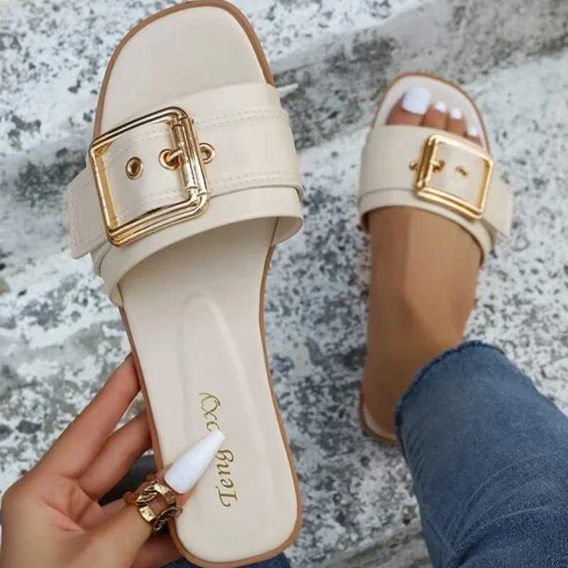 New Wen Slides Persality Buckle Open Toe Wear-resistant Flat Slippers Summer Sandy Beach Sandals Wen Shoes Y250306