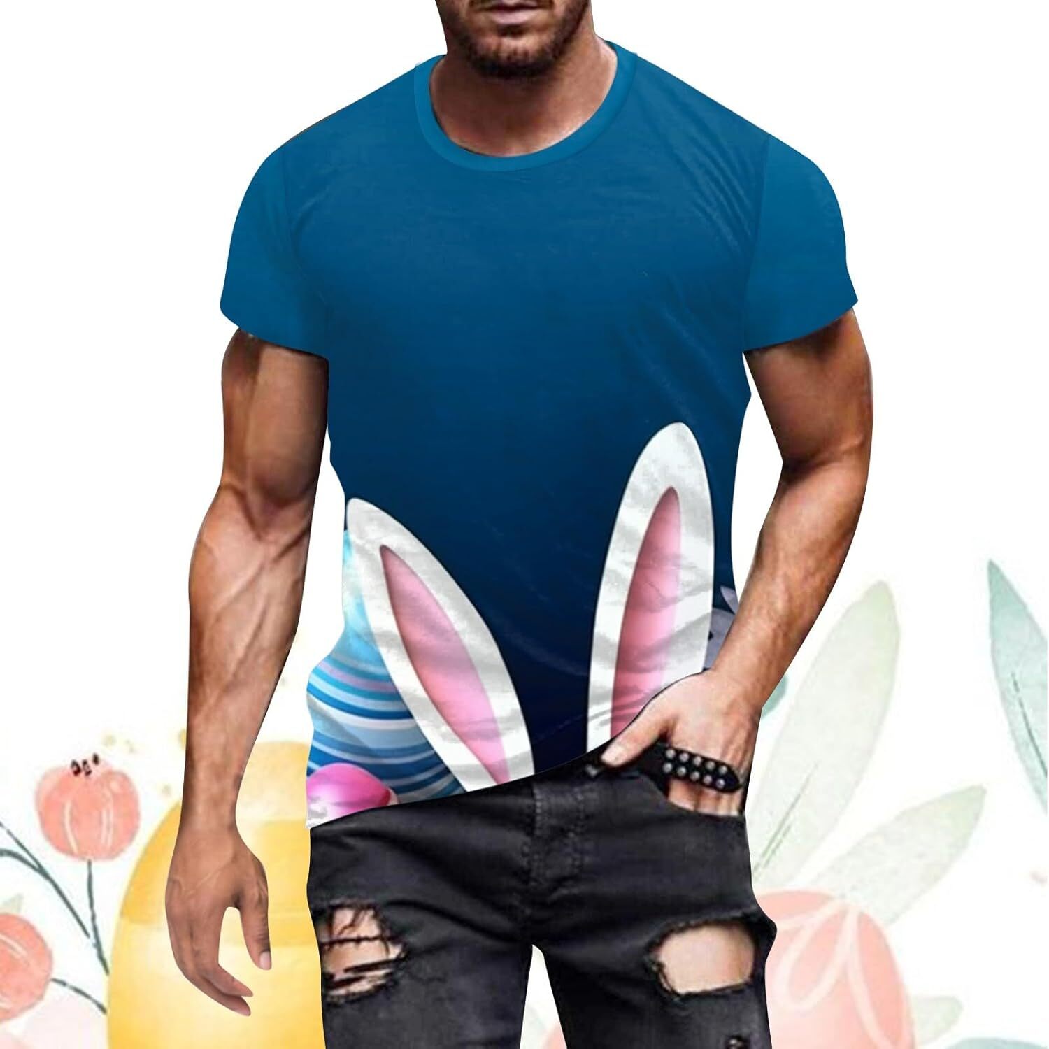 Mens T shirt Easter Fit Pack Mens Digital 3D Printed T Shirt Short Sleeved Shirt Top Lapel Pack T Shirts for Men tee Casual tops summer clothes