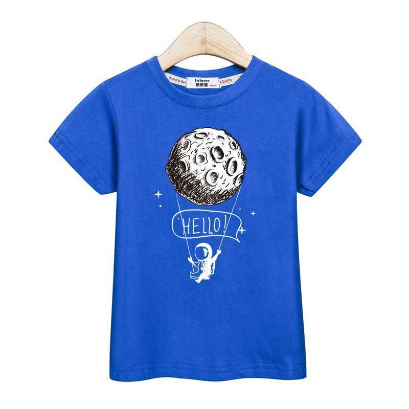 2024 New Astronaut Short Sleeved T-shirt Baby Boys Summer Tops Kids Cartoon Cotton Shirt 3-14TT250306