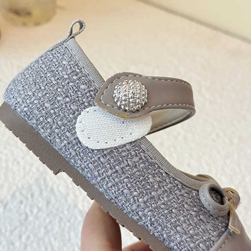 Bow Solid Kids PU Leather Shoes Fashion Bling Non Slip Baby Girls Flats Shoes Princess Hook Loop Toddler Children Mary JanesT250306