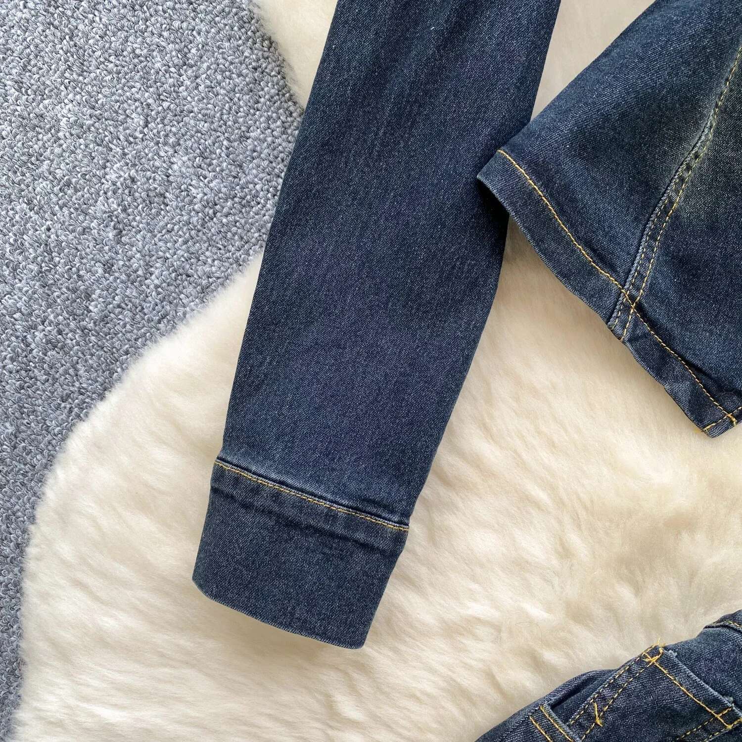 Spring Woman 2025 Sets Long Sleeve Bow Single Breasted Jacket + High Waist Straight Wide Leg Jeans New Denim Suit