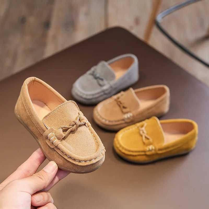 Children Shoes 2024 Spring Autumn Kids Slip-on Shoes Boys Loafers Soft PU Leather Toddler Casual Shoes Gray BrownT250306