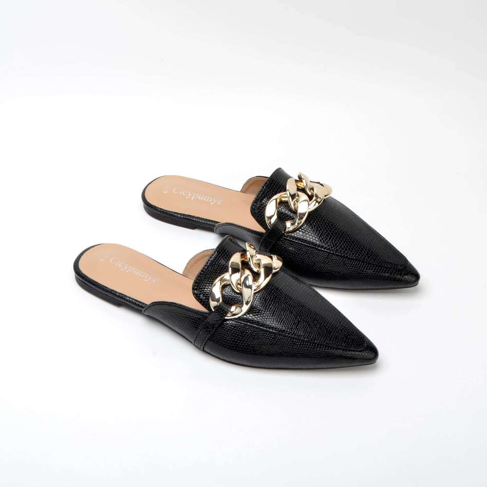 Fashinable chain casual office lady comfortable muller slippers sandals