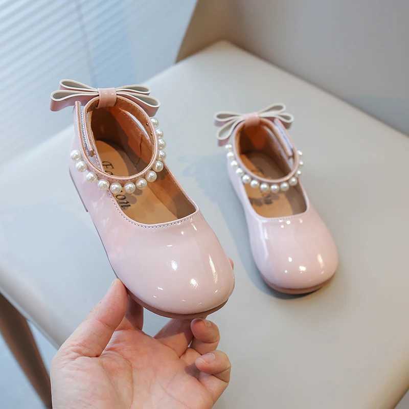 Spring Girls Mary Janes Beading Ankle-strap New Children Princess Shoe Patent Leather Four Colors Round Toe Kids Flats 23-35T250306