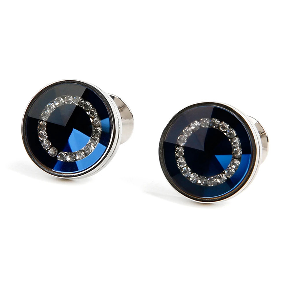 Cufflinks for Men TOMYE XK21S045 Crystal High Quality French Round Black Blue Formal Dress Shirt Wedding Cuff Links Gifts 250227