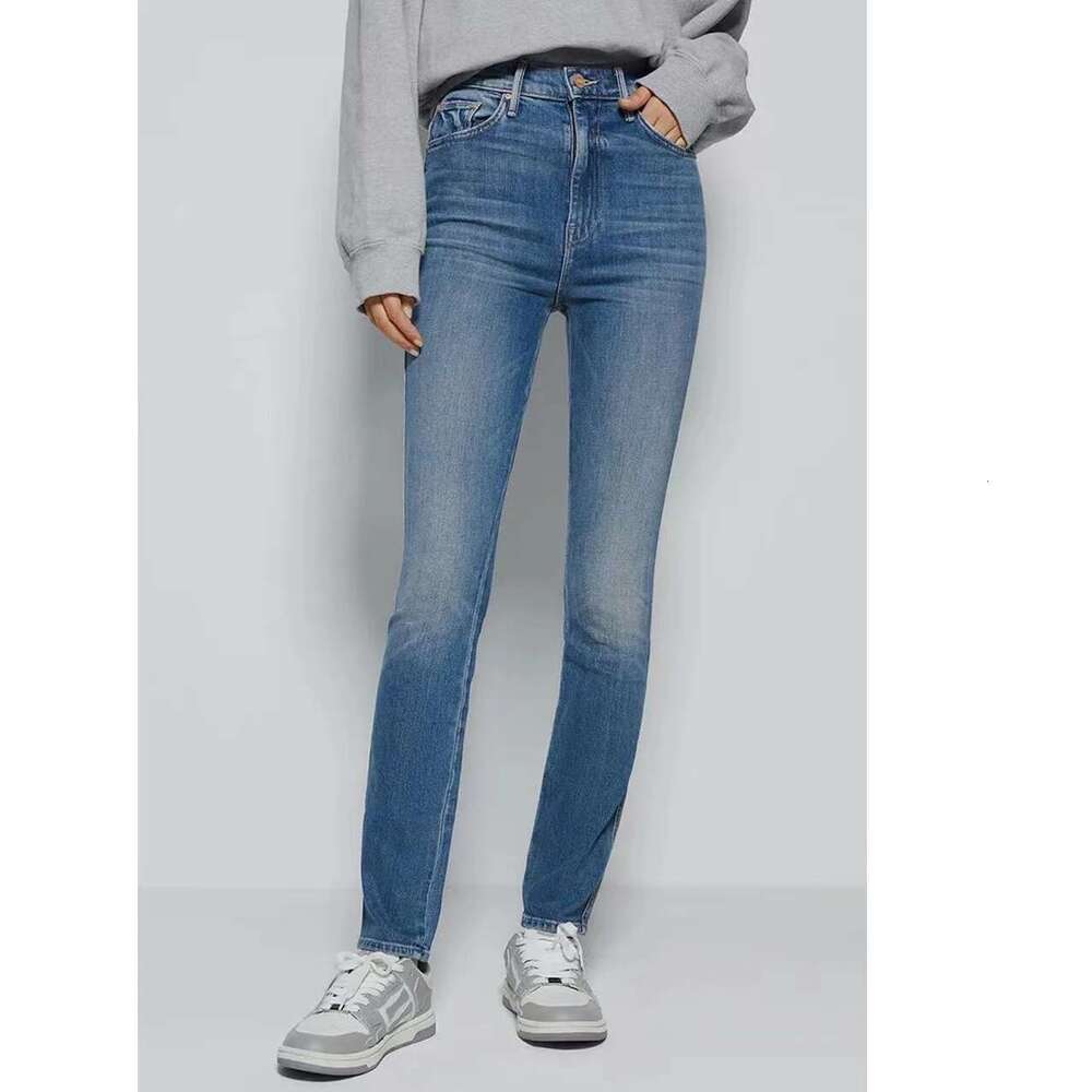 High-Quality Mo New Arrival Elastic Solid Jeans High Waist Quality Slim Fit Small Feet Denim Pants For Women