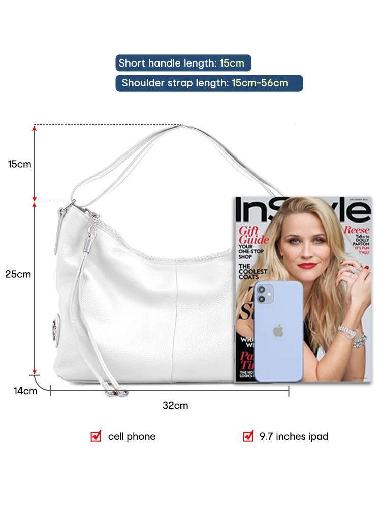 Zency 100% Genuine Large Women Top Handle Shoulder Tote Handbag Purse Black Leather Hobo Bag Underarm Zipper Bags