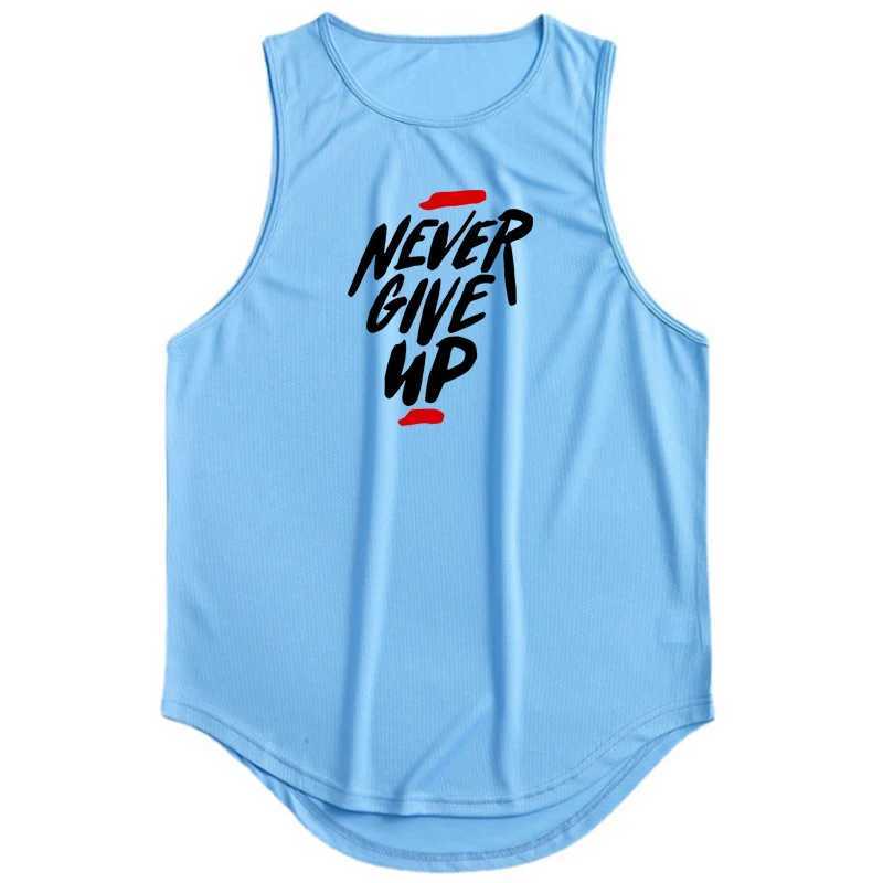 NEVER GIVE UP Summer Quick Dry Fitness Mens Tank Tops Gym Clothing Fashion Loose Basketball Vest Run Sports Sleeveless T-ShirtsT250318