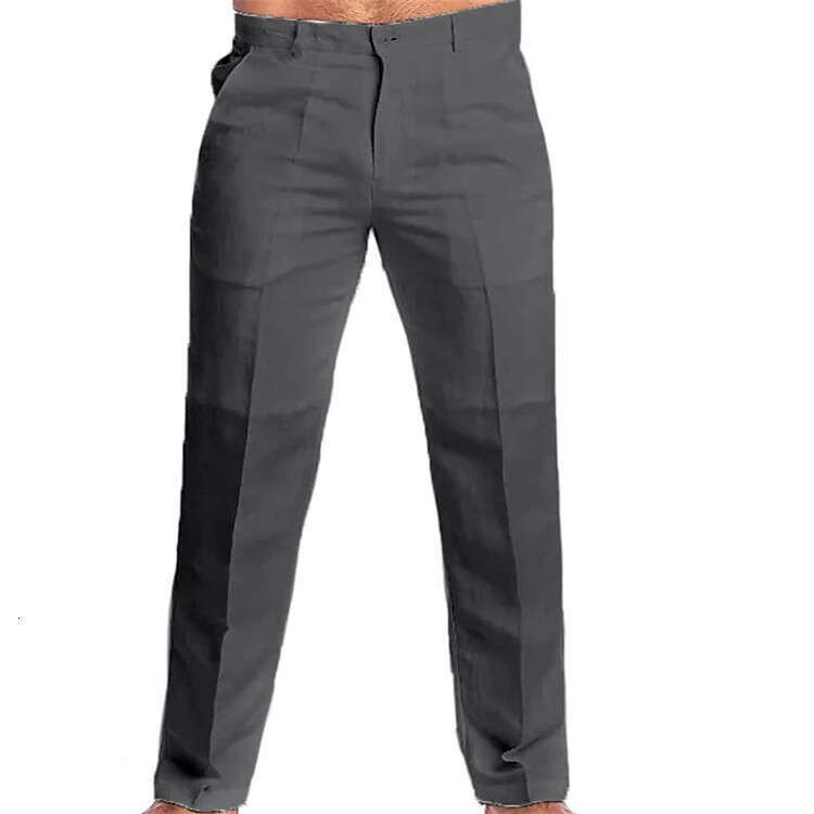 Men's Spring and Summer Solid Color en Slanted Pocket Loose Pants 2025 New Casual Versatile Fashion Clothing