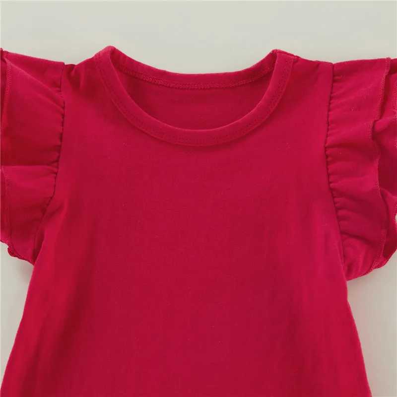 1-6Years Infant Girls T-Shirt Cotton Flying Sleeves T-Shirt For Girls Summer Solid Black White Pink Red Tee TopsT250306