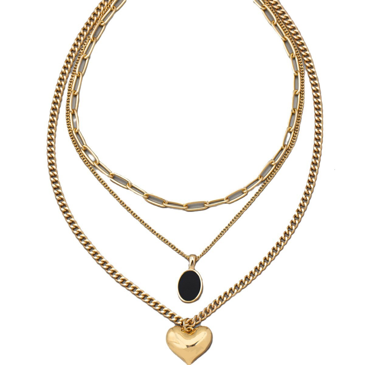 Ins Metallic Temperament Multi-layered Love Pendant Personality Necklace Collar Women's Jewelry