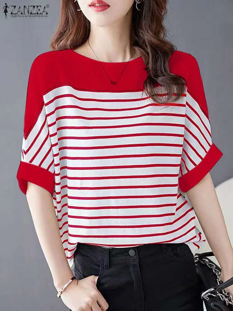 Women Summer Shirt 2024 ZANZEA Elegant Half Sleeve Striped Blouse Fashion OL Work Tops Female Casual Loose Party Blusas Chemise