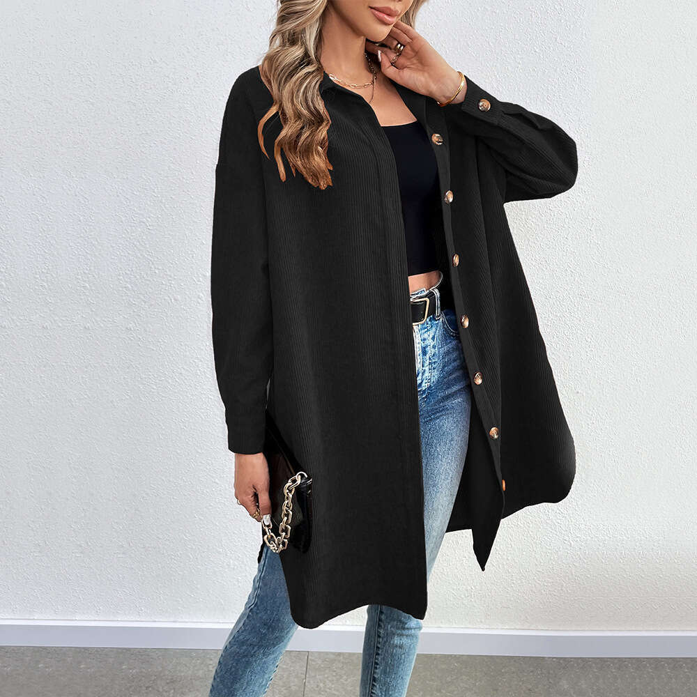 International Station American Casual Style Shirt For Autumn Winter, Loose And Versatile, Long Sleeved Breasted Corduroy Jacket KLMY