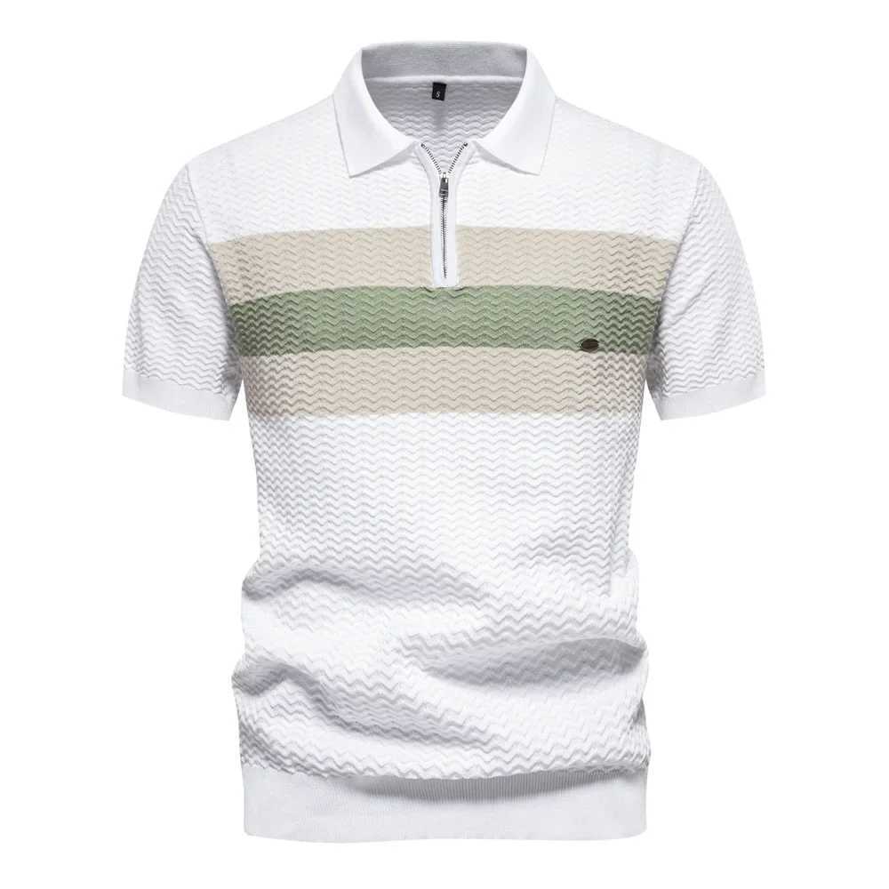 Summer Mens Polo Shirt High-quality Striped Short Sleeved Cotton Breathable Sports Shirt Male Business Casual T-shirts X250306