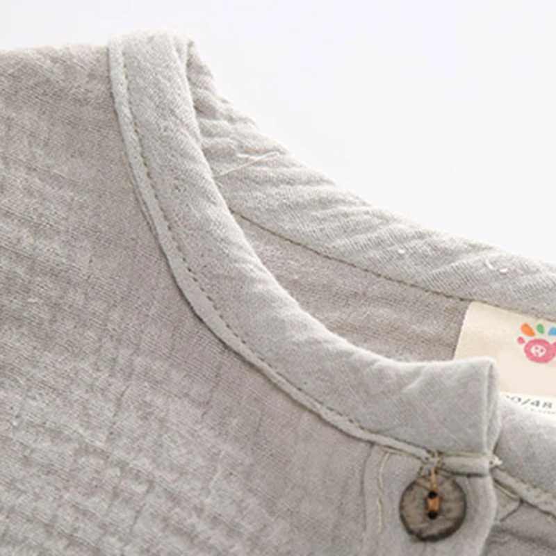 Cotton Linen Boy Shirt Summer Short Sleeve Kids Pocket Design Shirts for Boys Clothes Toddler Boys Clothing Children TshirtT250306