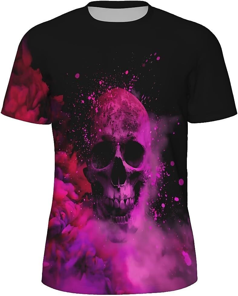 Mens T shirt Men's Novelty 3D Print Summer Short Sleeve T-Shirt Tee Shirt Wolves Purple Dark Moon tee Casual tops summer clothes