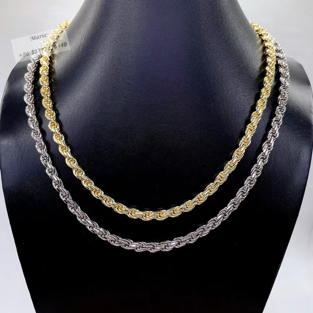 Wholesale Price High Quality Necklace 6mm Width Necklace 925 Silver Rope Chains Diamond Rope Chain