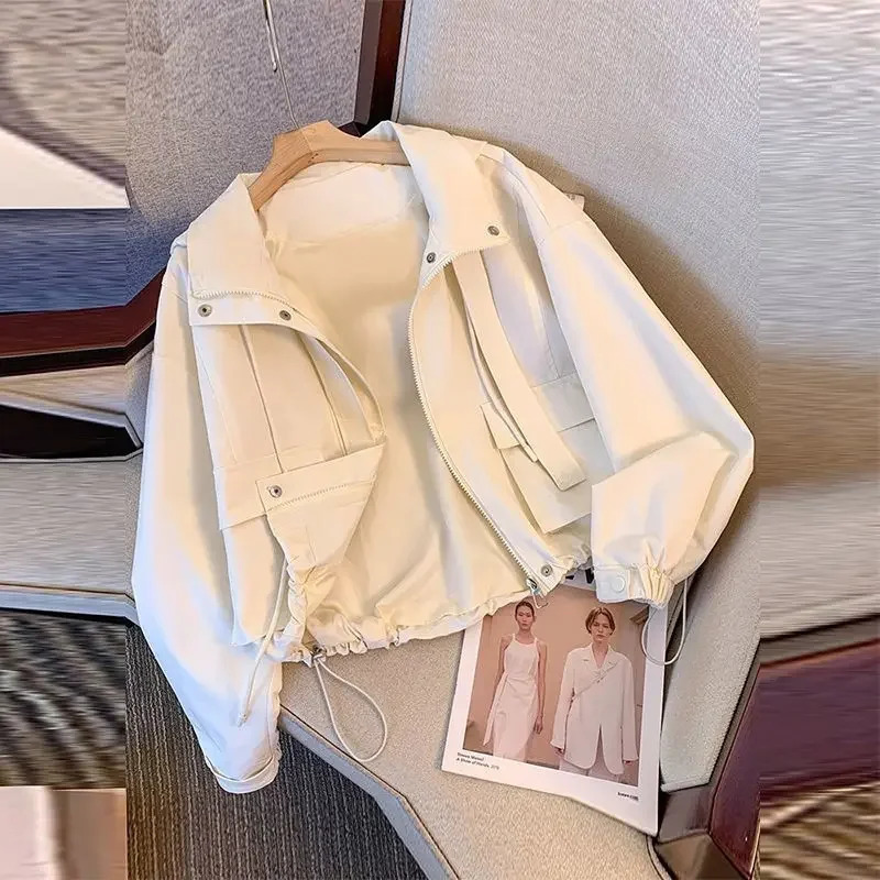 Womens Spring and Autumn loose casual thin work jacket the top cutting hooded in Chinese Mainland 250306