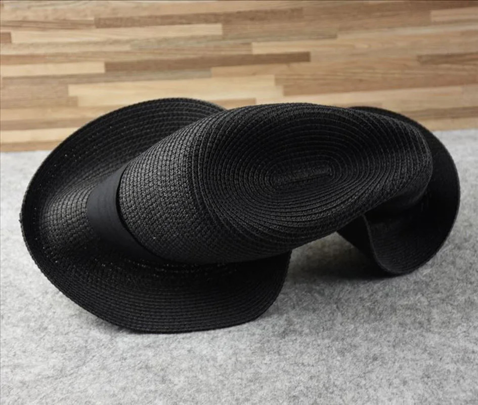 Over Size Straw Sun Hat for Men Big Head 62cm Panama Hats Male Outdoor Fishing Beach Foldable Jazz Top Hat Sunscreen Visor Hat 250303