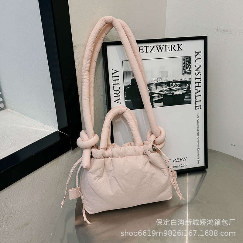 Nylon Backpack, Down Cotton, Fashionable Handheld Makeup Bag, Lightweight Single Shoulder Crossbody Bucket Bags