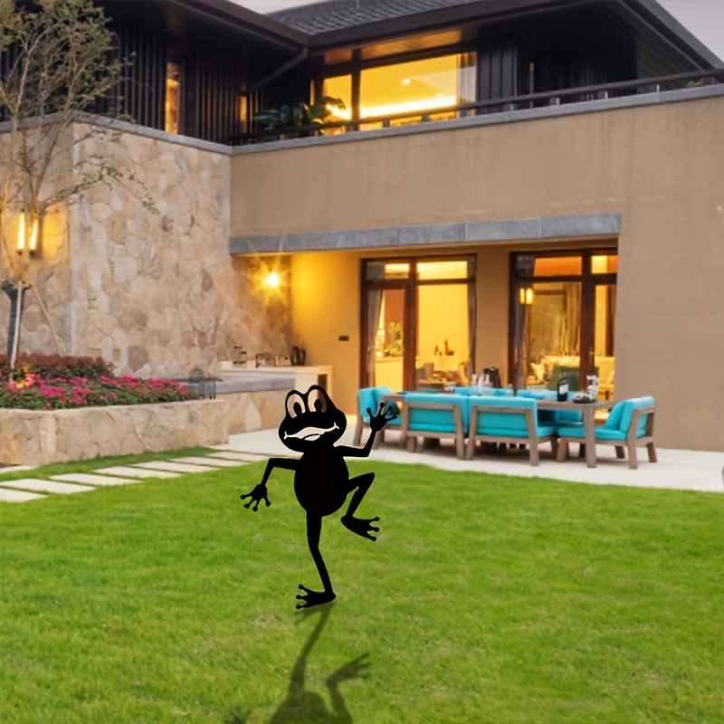 1 Piece Metal Frog Ground Plug Decorative Art Silhouette Garden Patio Decoration Garden Stake Figurine Unique Patio Art
