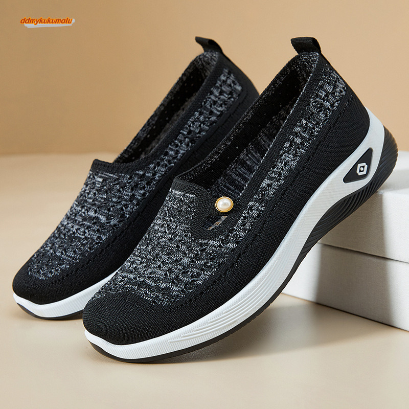 2025 Spring and Autumn Casual Temu Soft soled Lightweight Single Women's Elderly Breathable Mom Shoes #ddmykukumalu