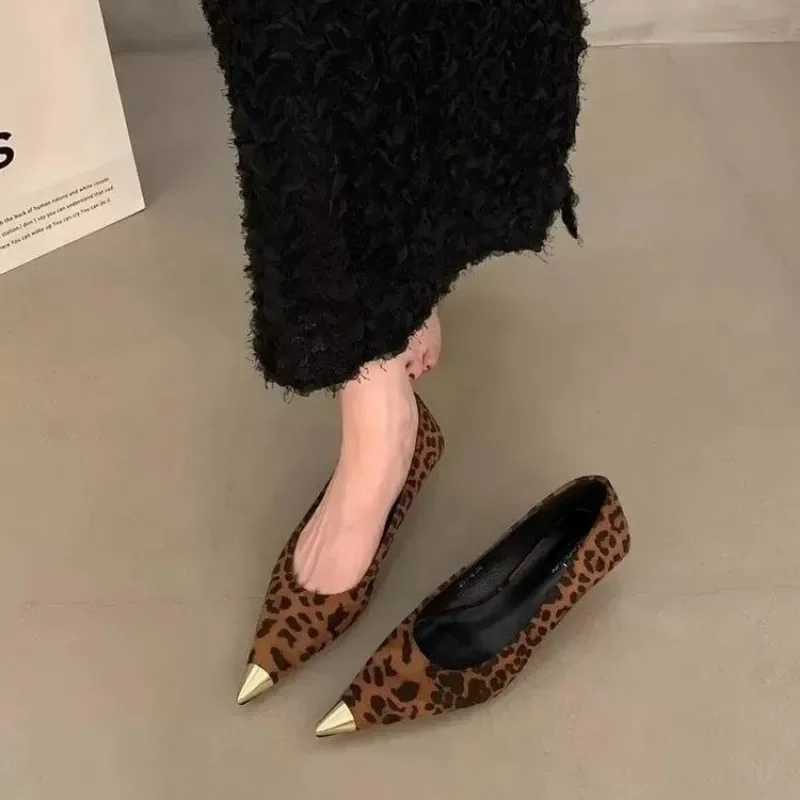 Leopard Pointed Toe Sexy Mid H Shoes Wen Shallow Luxury Sandals 2025 Trend Fi New Party Shoes Pumps Womens Shoes Y250306