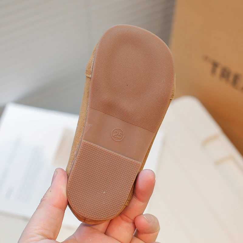 Girls Loafers Shoes 2024 Fashion Spring Autumn Kids Children Wide Leather Splicing Comfortable Princess Rubber Flat Shoes BabyT250306