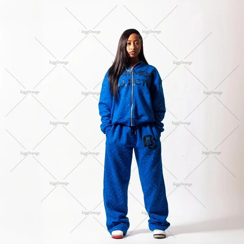 Street Hip Hop Costume Set Gothpunk Fashion Super Dalian Hoodie Retro Harajuku Zipper Sweatshirt Mens High Waist Wide Pants 250306