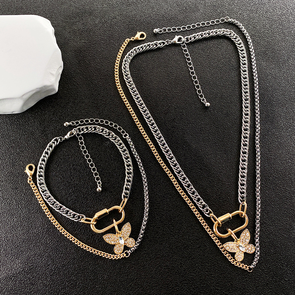 Small Luxury Butterfly Pendant Double Layer Wear Necklace Women French High-grade Collar Bone Chain Jewelry