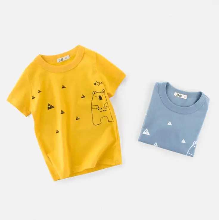 2-8Y Cartoon Print Baby Boys Dinosaur T Shirt For Summer Infant Kids Boys Girls T-Shirts Clothes Cotton Toddler Letter TopsT250306