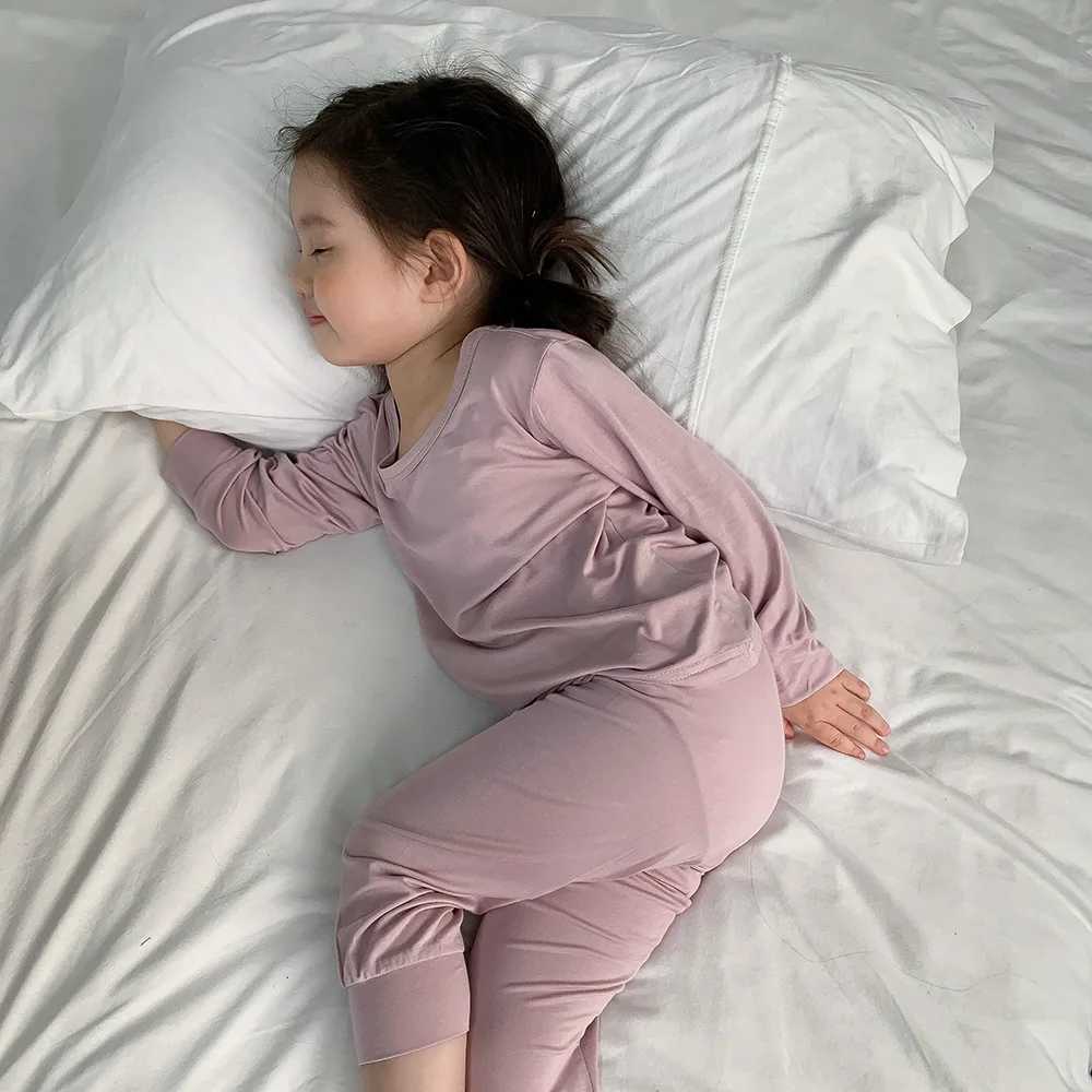 Kids Underwear Pajamas Sets 2pcs Korean Style Cotton High Quality Child Home Sleep Wear Clothes for Baby Girls Boy 1-8 Years Old M250306