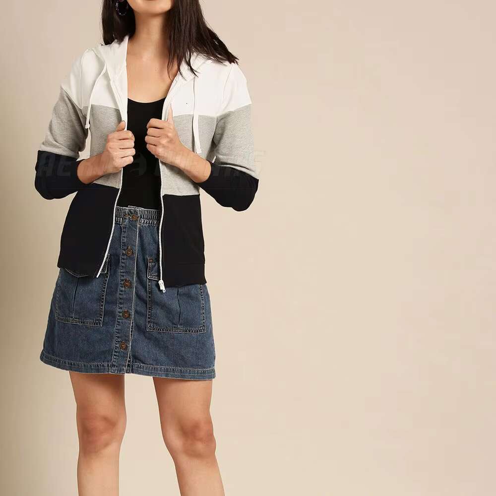 Long Sleeves Hot Sale High Quality Contrast Color Women Hoodies