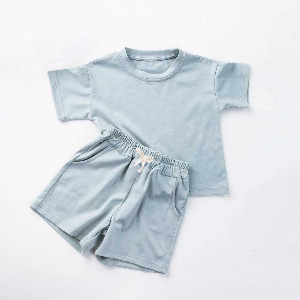 2PCS childrens cotton clothing set summer short sleeved casual set for boys and girls fashionable and comfortable setT250327