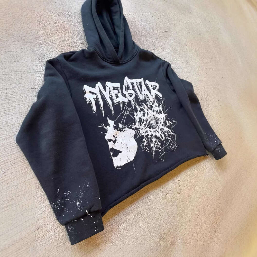 Oversize hooded sweatshirt with personalized trendy patterns, heavy printing, loose and versatile street style long sleeves gift for man