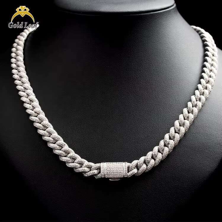 Goldleaf Jewelry S Sterg Sier Hip Hop Custom 10Mm Iced Out VVS Moissanite Cuban K Chain For Men Women