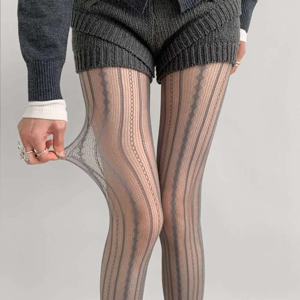Summer Women's Silk Stockings Thin Gray Brown Sexy Fishnet Socks Plaid Gothic Cute Style Pantyhose KLMY