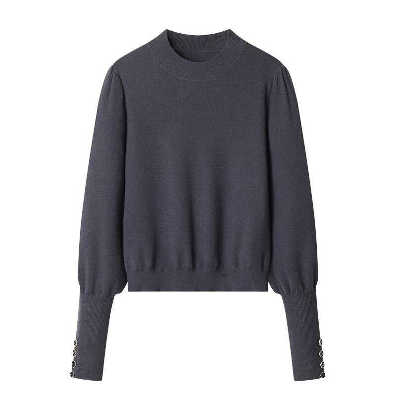 Half Turtleneck Sweater Knitted Bottoming Shirt Women 2025 Spring New Style Slim Fit Top