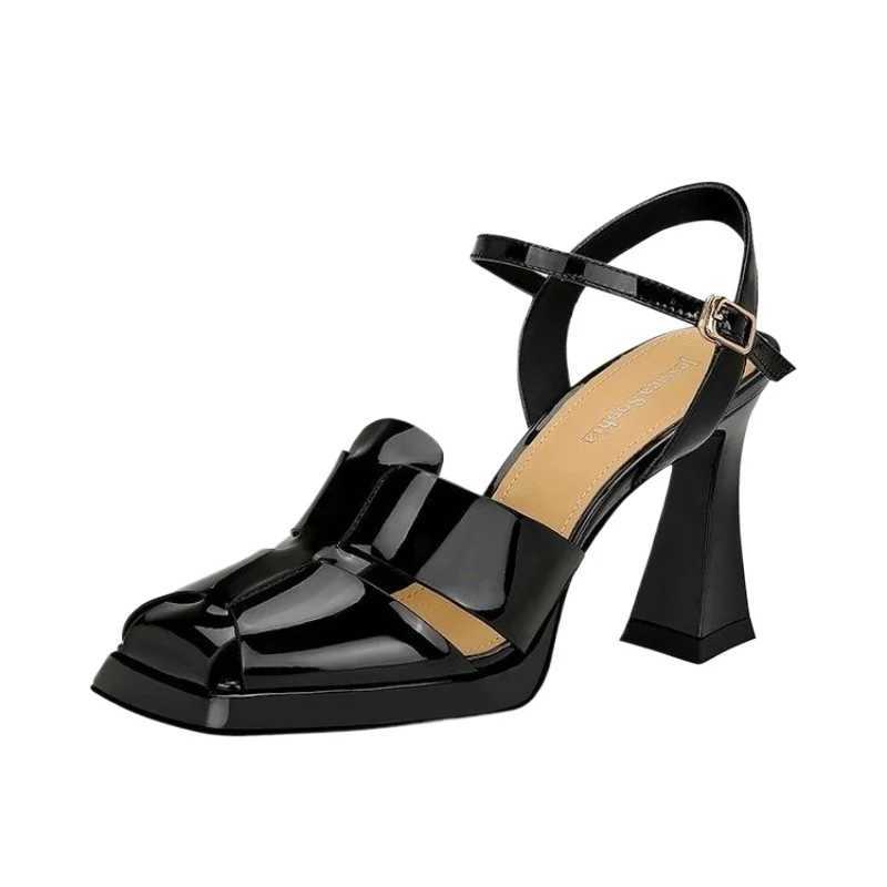 New Women Pointed Toe Genuine Leather Sandals Women Sexy High H Ladies Summer Party Wedding Platform Shoes Women Slingback Y250306