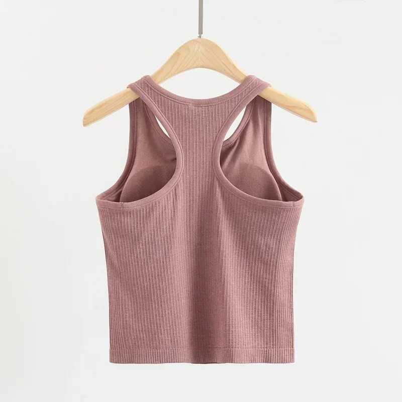 Dupe Yoga Tank Tops Women Fitness Sleeveless Cami Sports Shirts Slim Ribbed Running Gym Crop Vest Built In Bra TopT250318