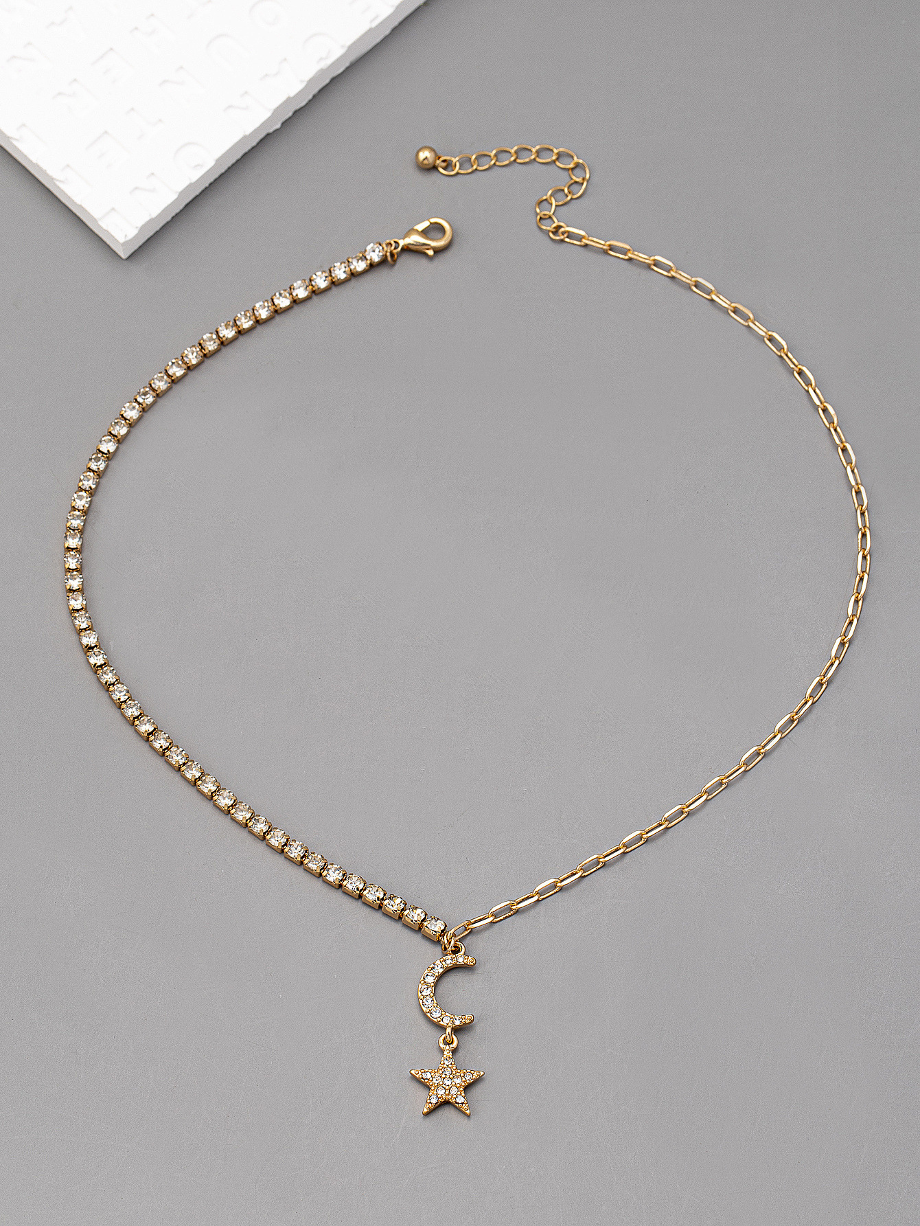 Moon Star Pendant Semi-diamond Necklace Female Niche Design Sense Jewelry