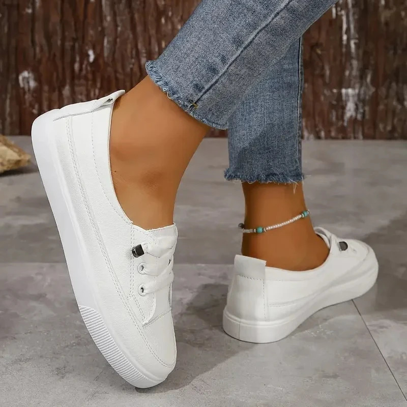 Wear-resistant Lightweight Breathable Solid Color Flat Sneakers Comfortable Casual Running Shoes Zapatillas Deportivas Mujer 250305